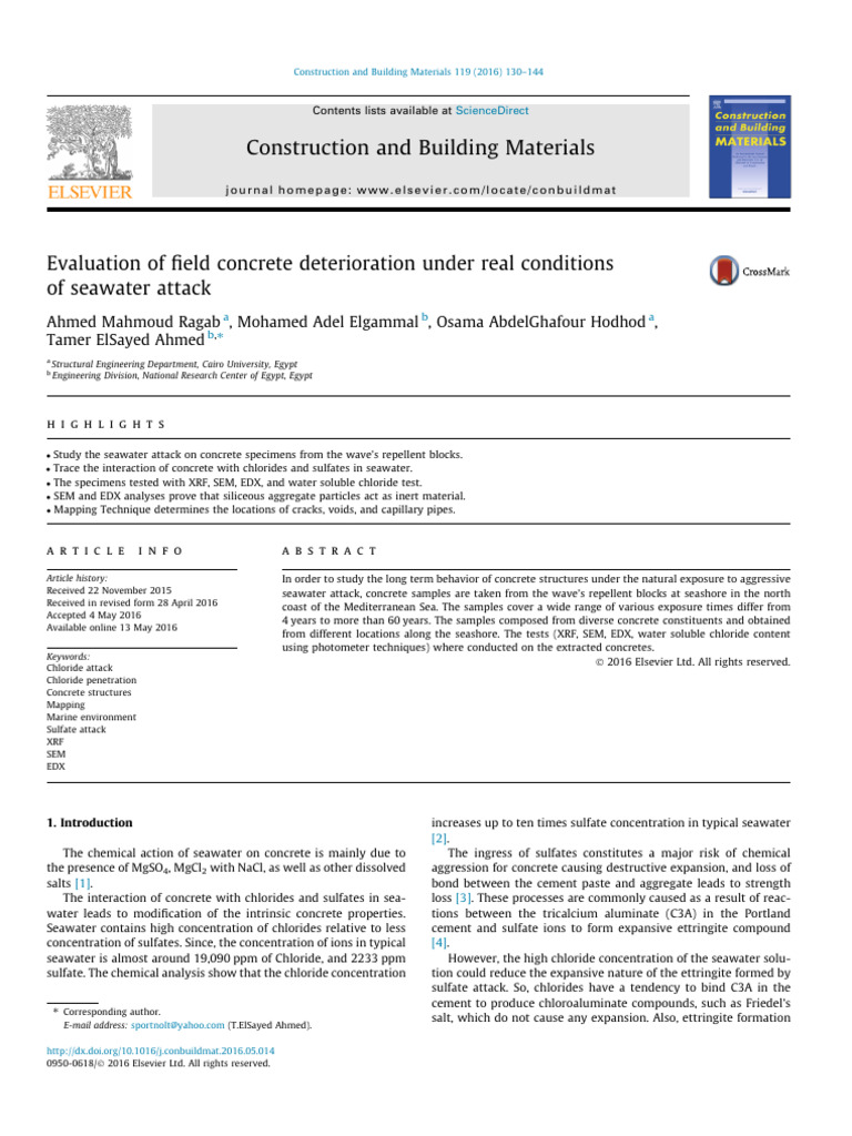 Evaluation of Field Concrete Deterioration Under Real Conditions of ...