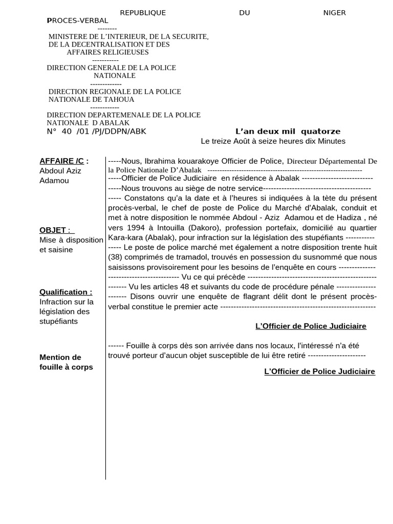 Proces Verbal | PDF | Justice | Crime et violence