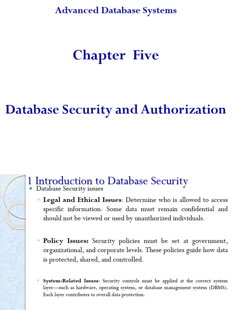 Chapter 5 DB Security & Authorization | PDF | Key (Cryptography ...