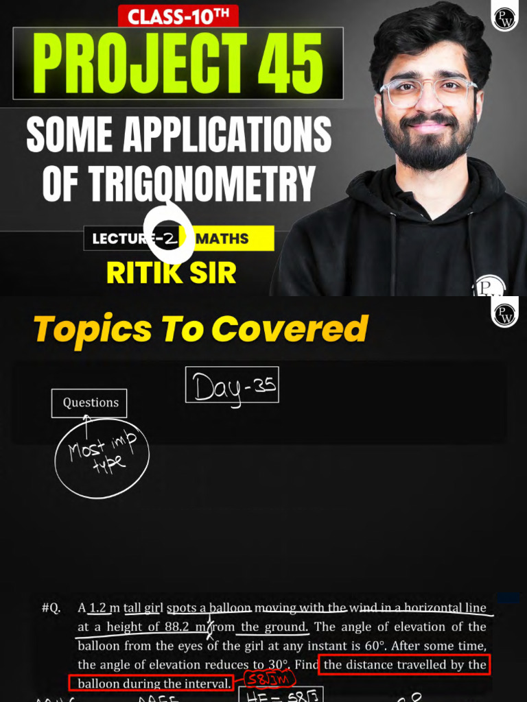 Some Applications of Trigonometry 02 Class Notes | PDF