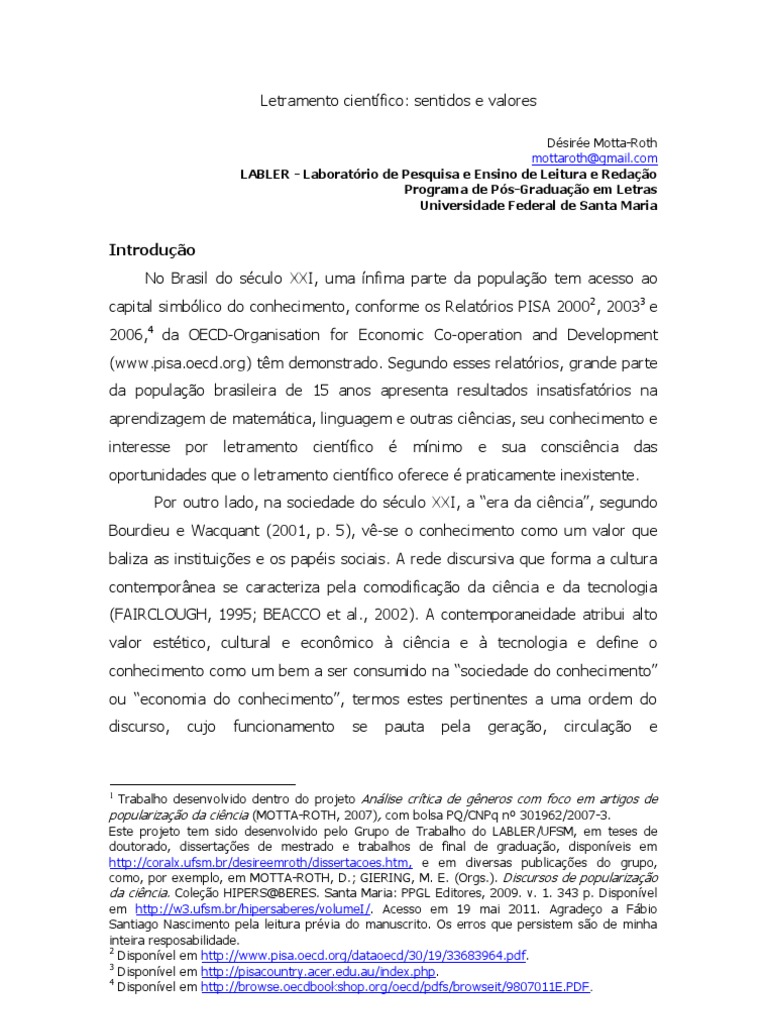 Letramento Científico | PDF | Science | Conhecimento