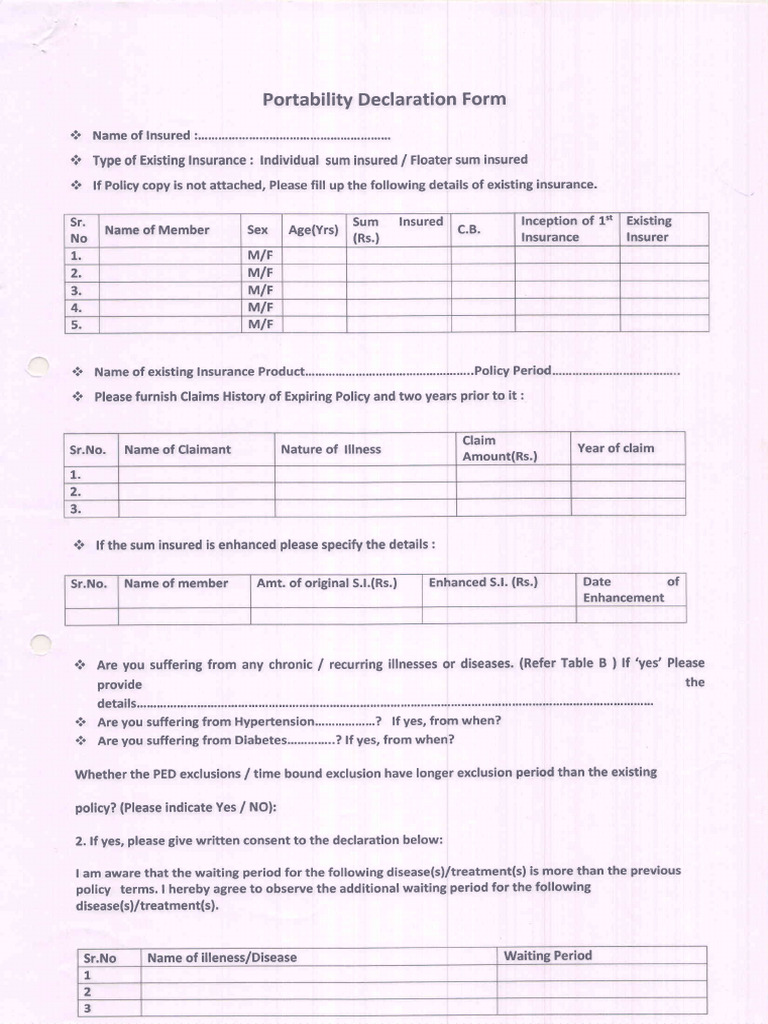 Portability Declaration Form | PDF | Immunology | Medical Specialties