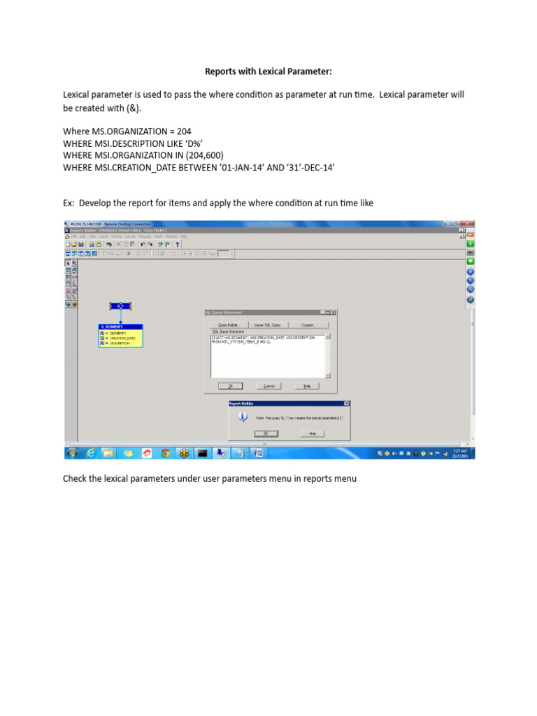 20.2 - Reports With Lexical Parameter | PDF