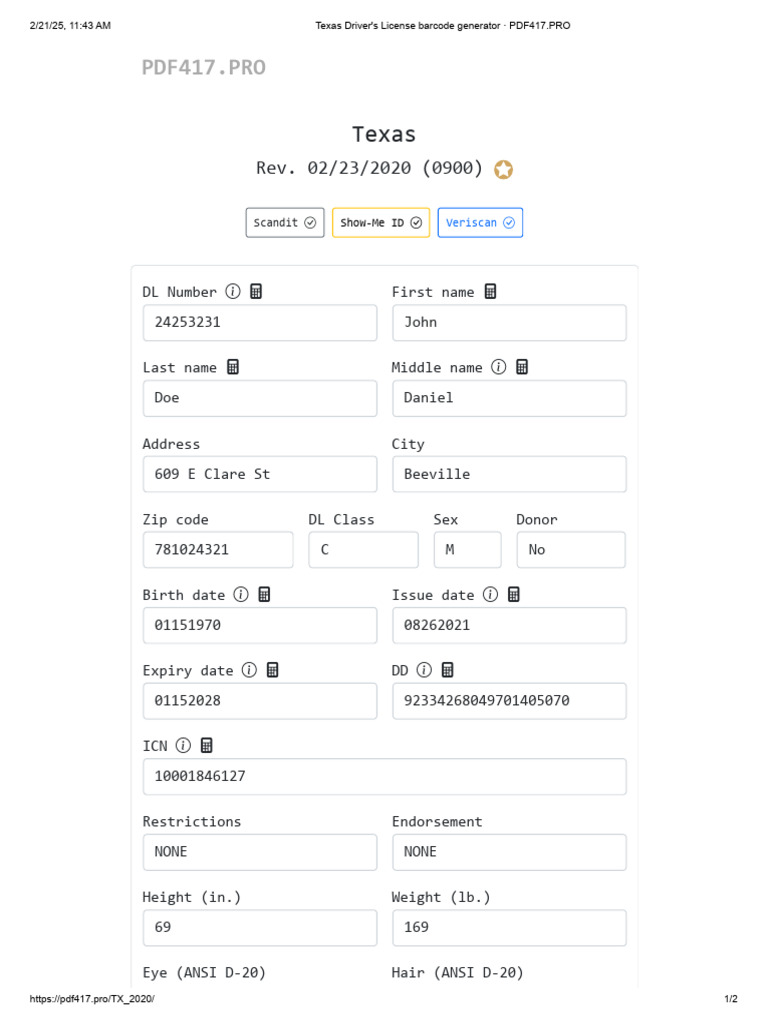 Texas Driver's License Barcode PDF417 Info | PDF | Naming Conventions ...