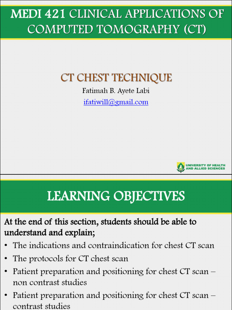 Lecture 10 Chest Technique | PDF | Ct Scan | Thorax