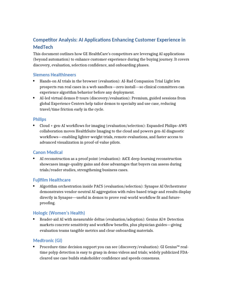 Competitor Analysis AI MedTech | PDF | Artificial Intelligence ...