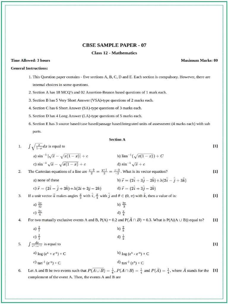 SamplePaper 07 | PDF