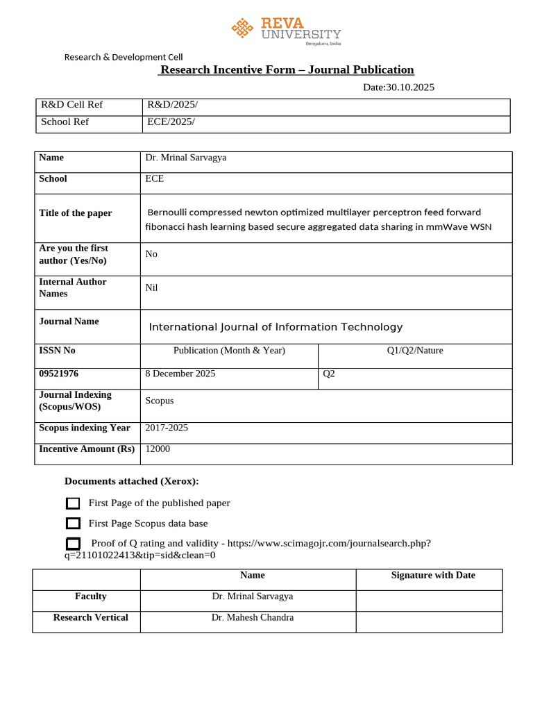 Journal-Research Incentive Form - 2025 | PDF