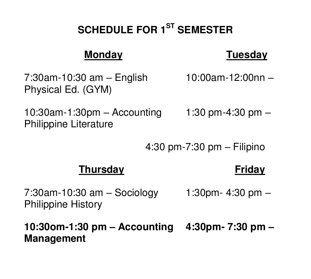 Schedule For 1st Semester | PDF | Foreign Language Studies