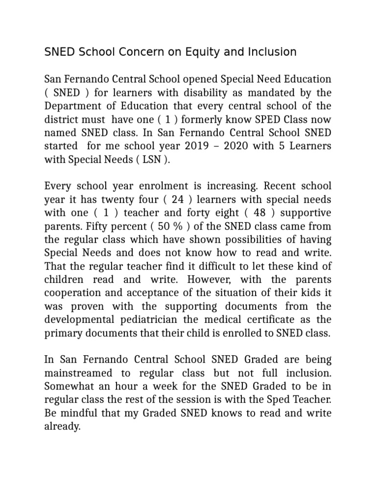 SNED Conern For Equity and Inclusion | PDF