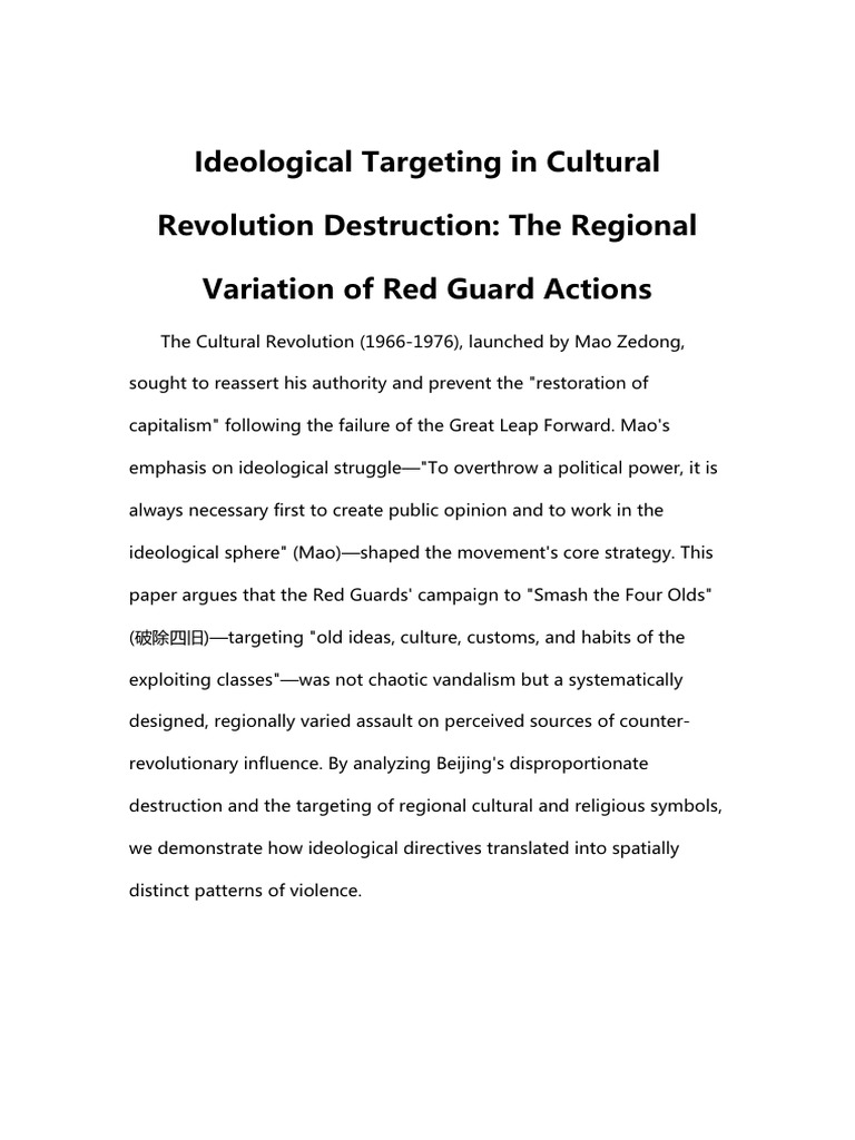 CulturalRevolution Destruction | PDF | Cultural Revolution | Mao Zedong