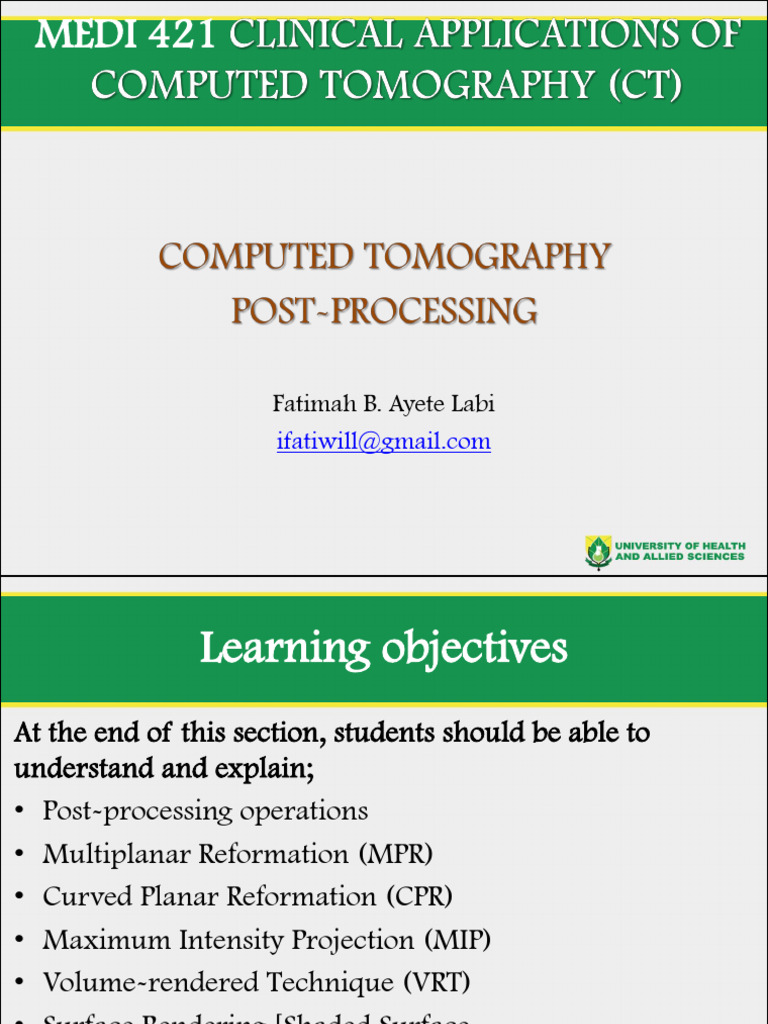 Lecture 12 Postprocessing | PDF | Ct Scan | Radiology