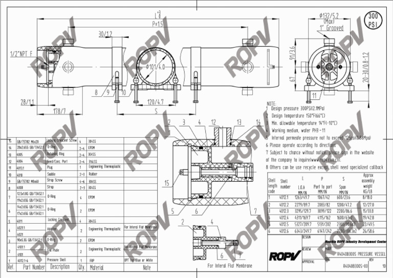 4inch ROPV R4040B300S Drawing | PDF