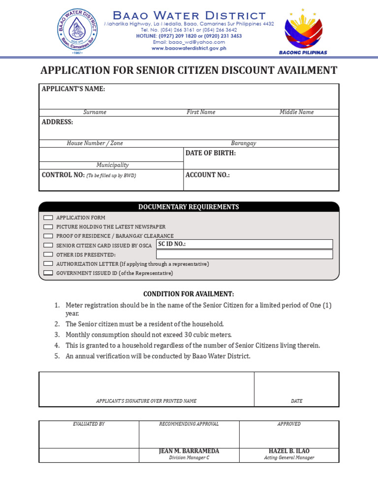 BWD Senior Citizen Disc Form 2024 | PDF