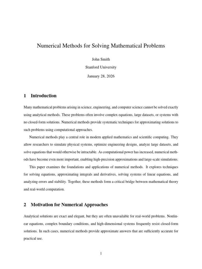 Numerical Methods For Solving Mathematical Problems | PDF | Numerical ...