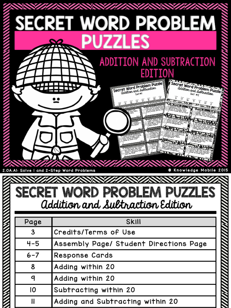 SecretWordProblemPuzzles 1 | PDF