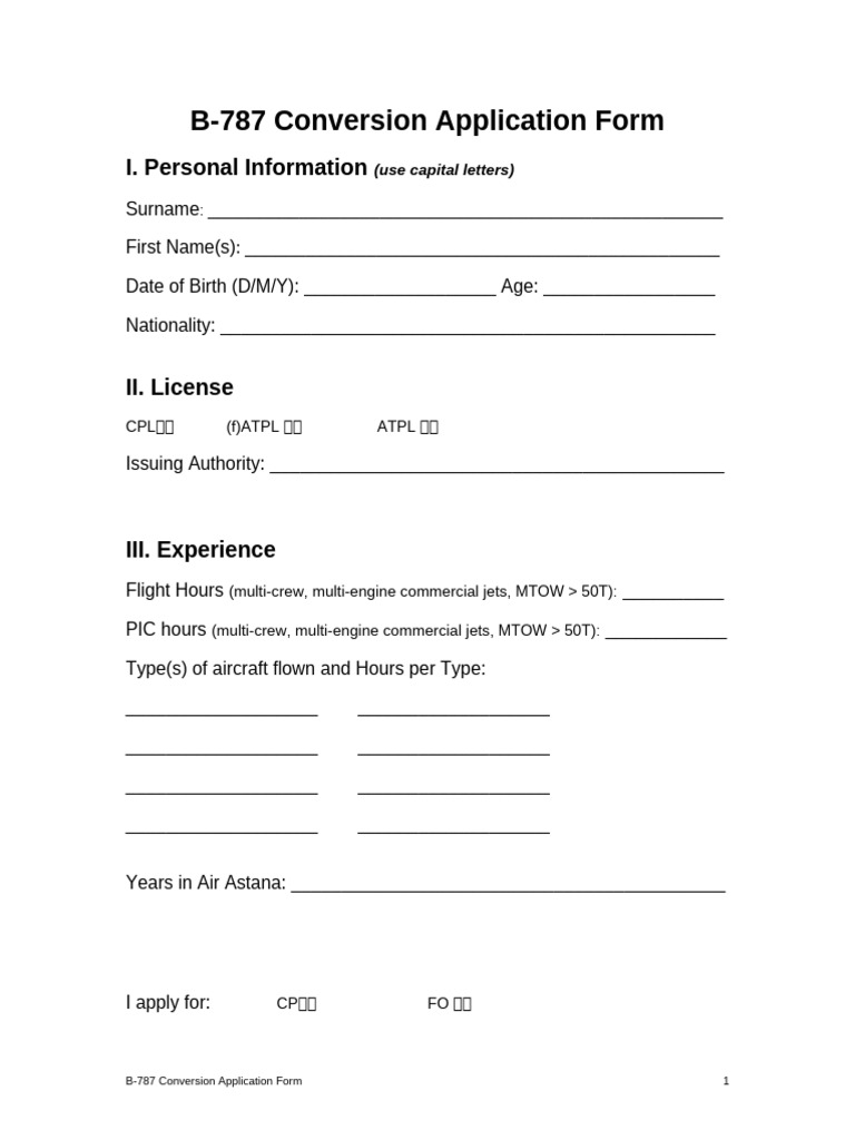 B-787 Application Form | PDF