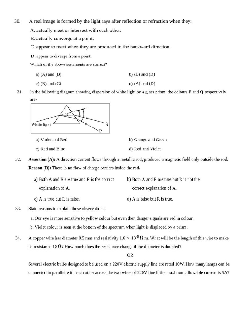 X Physics Sample Paper | PDF