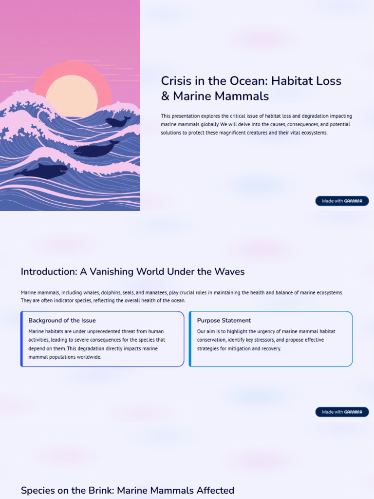 Crisis in The Ocean Habitat Loss and Marine Mammals | PDF | Marine ...
