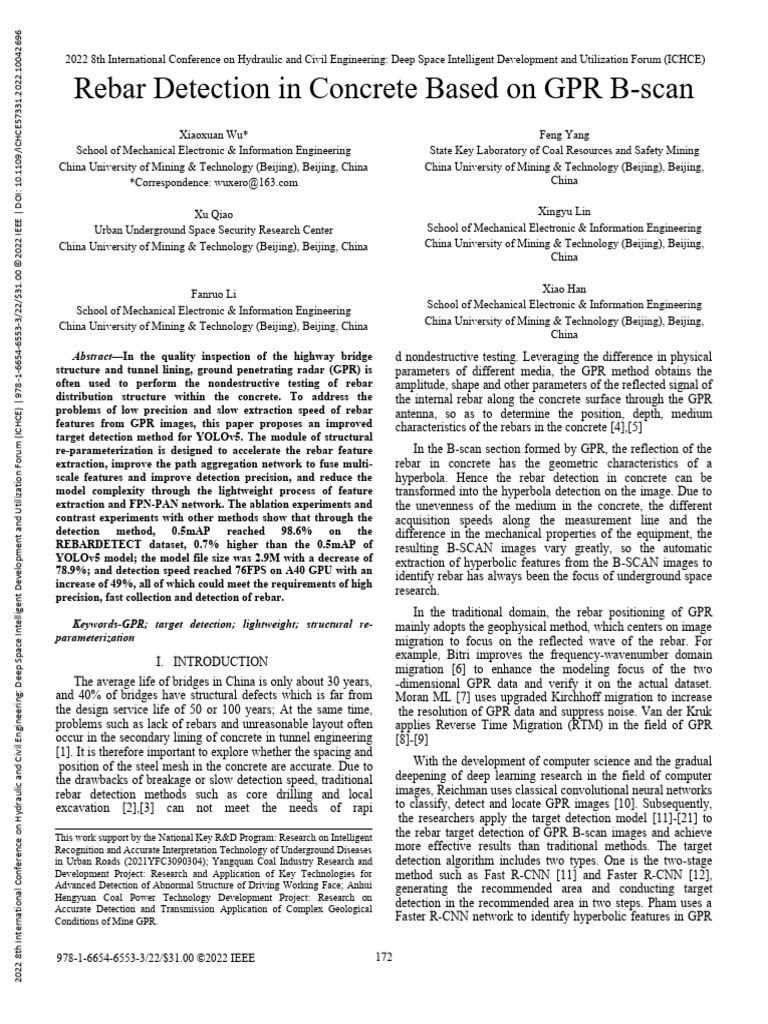 Rebar Detection in Concrete Based On GPR B-Scan | PDF | Radar | Deep ...