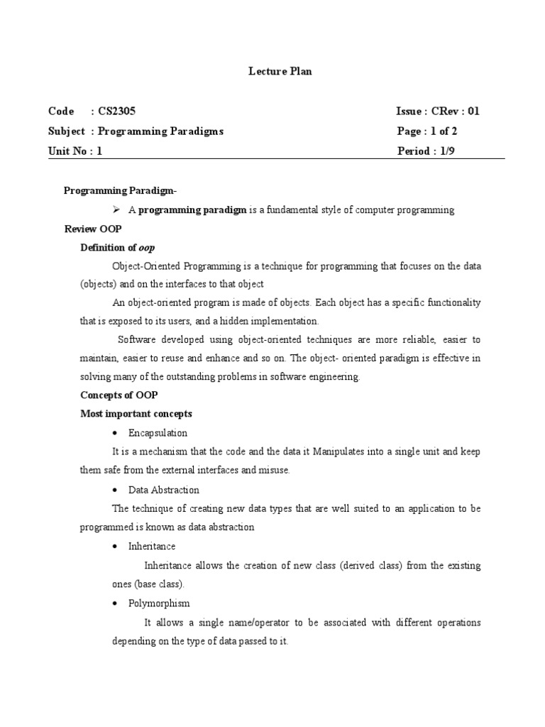 Programming Paradigms: OOP and Java Basics | PDF | Method (Computer ...