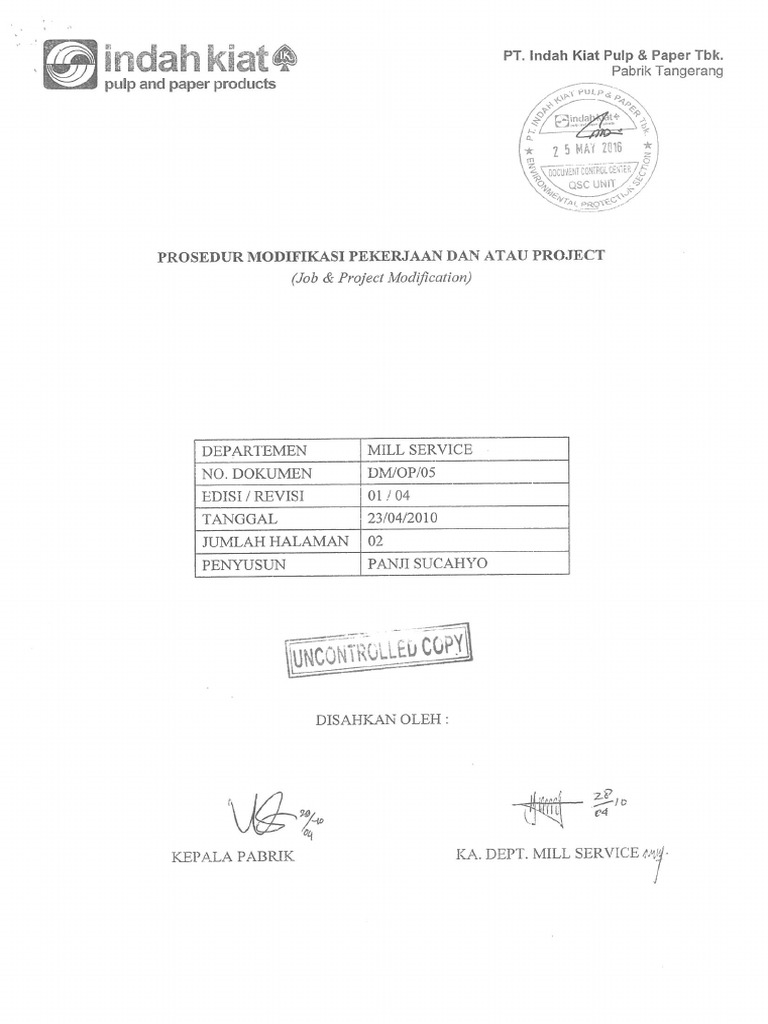 DMOP05 Job Project Modification | PDF
