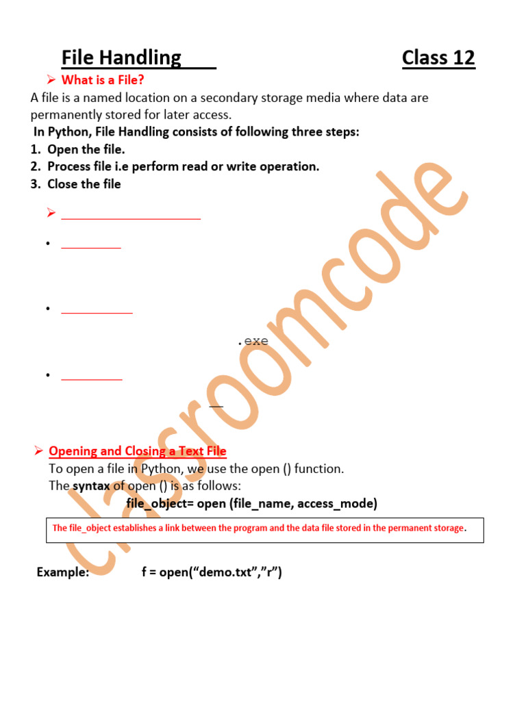 File Handling Class 12 | PDF | Text File | Computer File