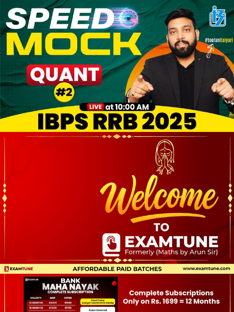 Class - 2 - RRB PO Prelims 25 Questions - Maths by Arun Sir | PDF