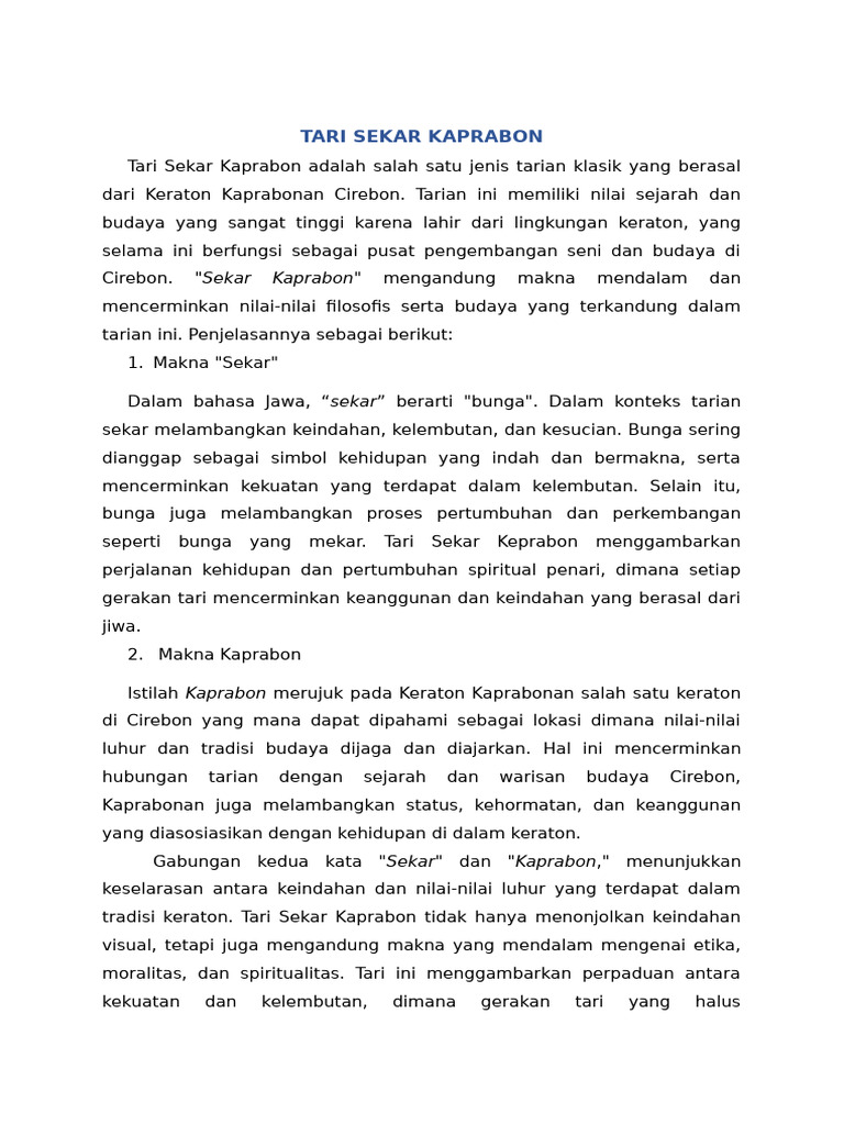 Tari Sekar Kaprabon | PDF