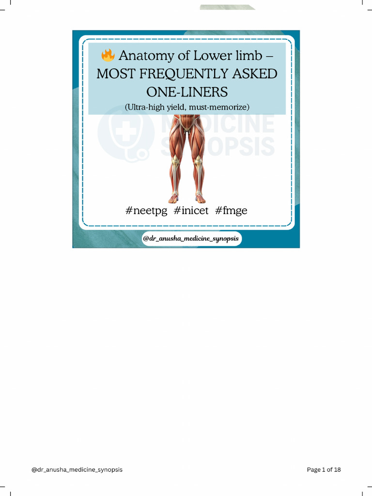 Anatomy of Lower Limb | PDF