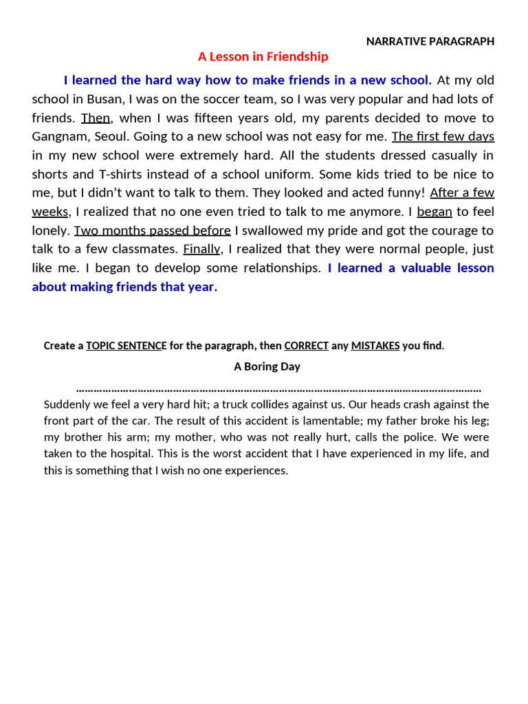 Narrative Paragraph | PDF