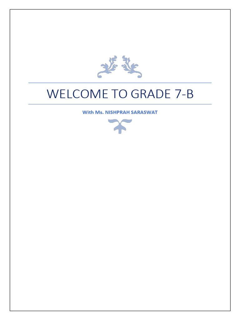Welcome Letter - 7B - NS | PDF | Drawing | Perspective (Graphical)