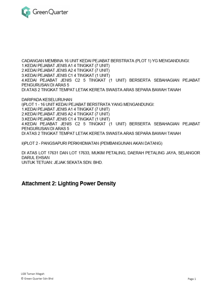 Sample Calculation Attachment 2 Lighting Power Density | PDF