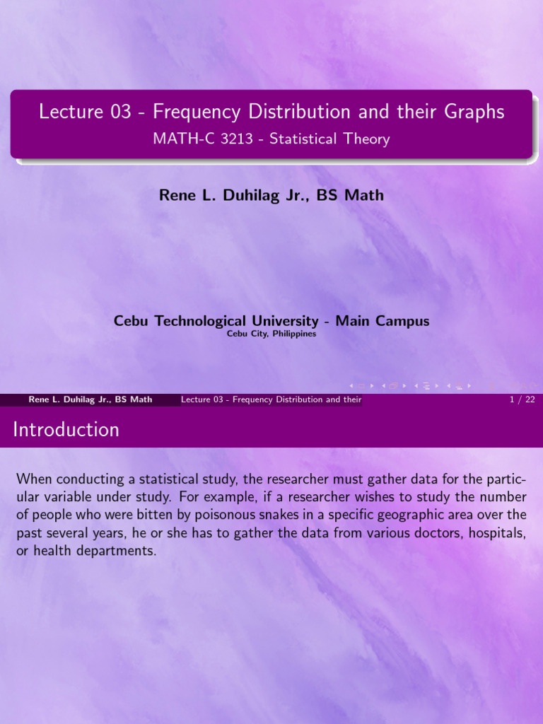 Lecture 03 Frequency Distribution and Their Graphs | PDF | Histogram