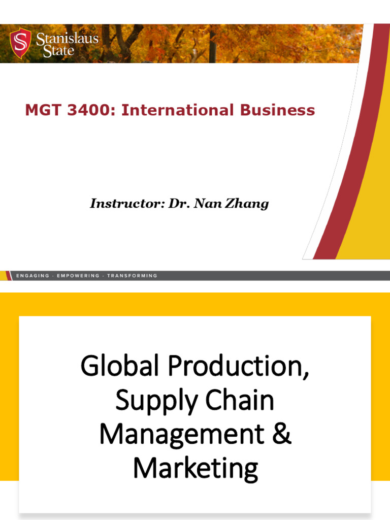 MGT3400 - Lecture Slides - IB Production, Supply & Marketing - Pre ...
