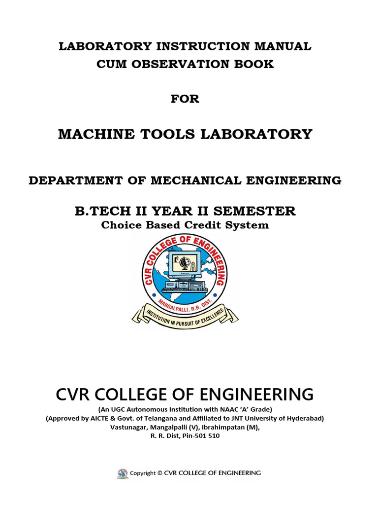 ME-II-II-Machine Tools Lab Manual - AY (2023-2024) | PDF | Screw ...