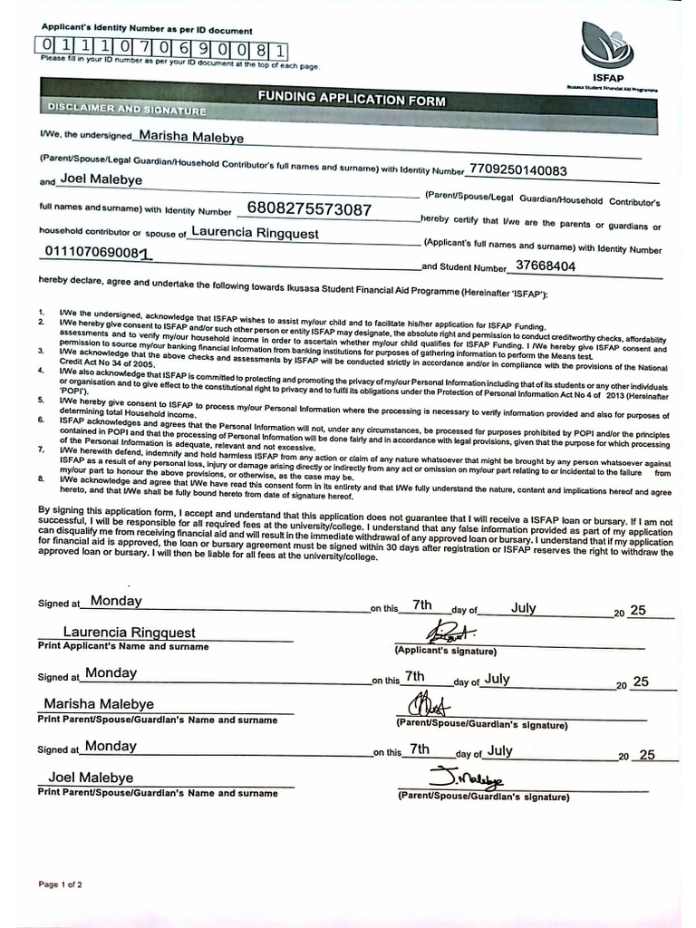Isfap Consent Form | PDF