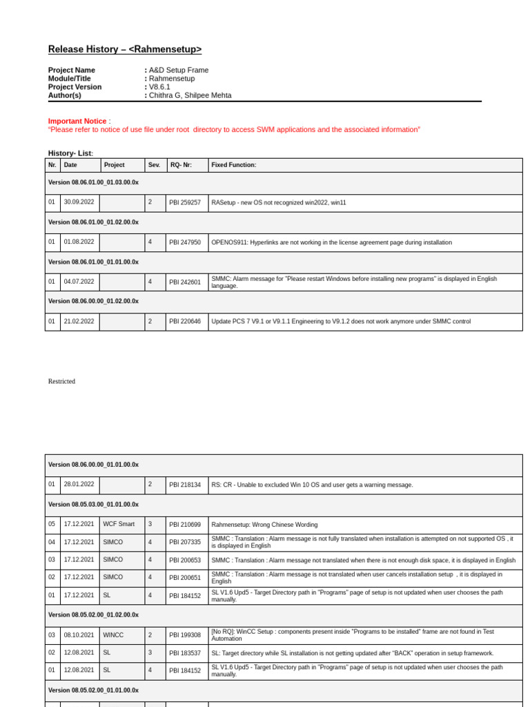 Release History Rahmensetup | PDF | Command Line Interface | Software Bug