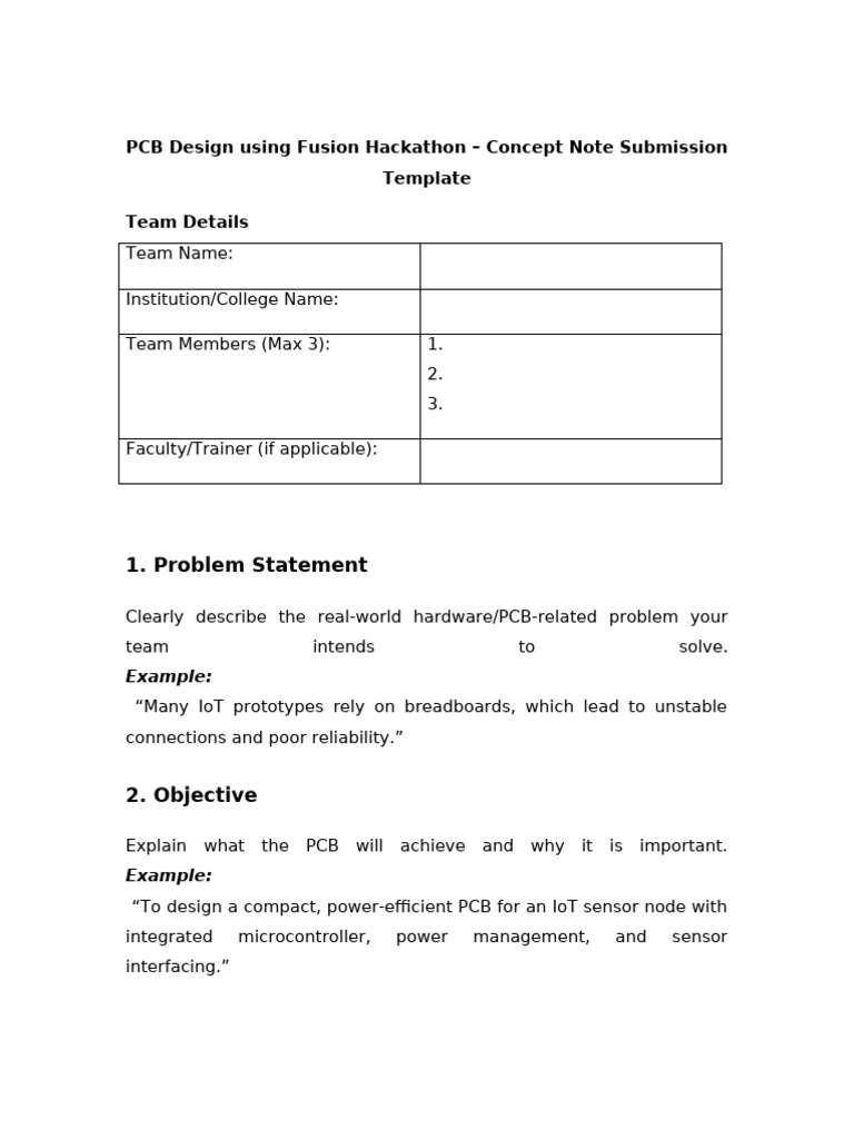 PCB Design Hackathon Concept Note Template | PDF