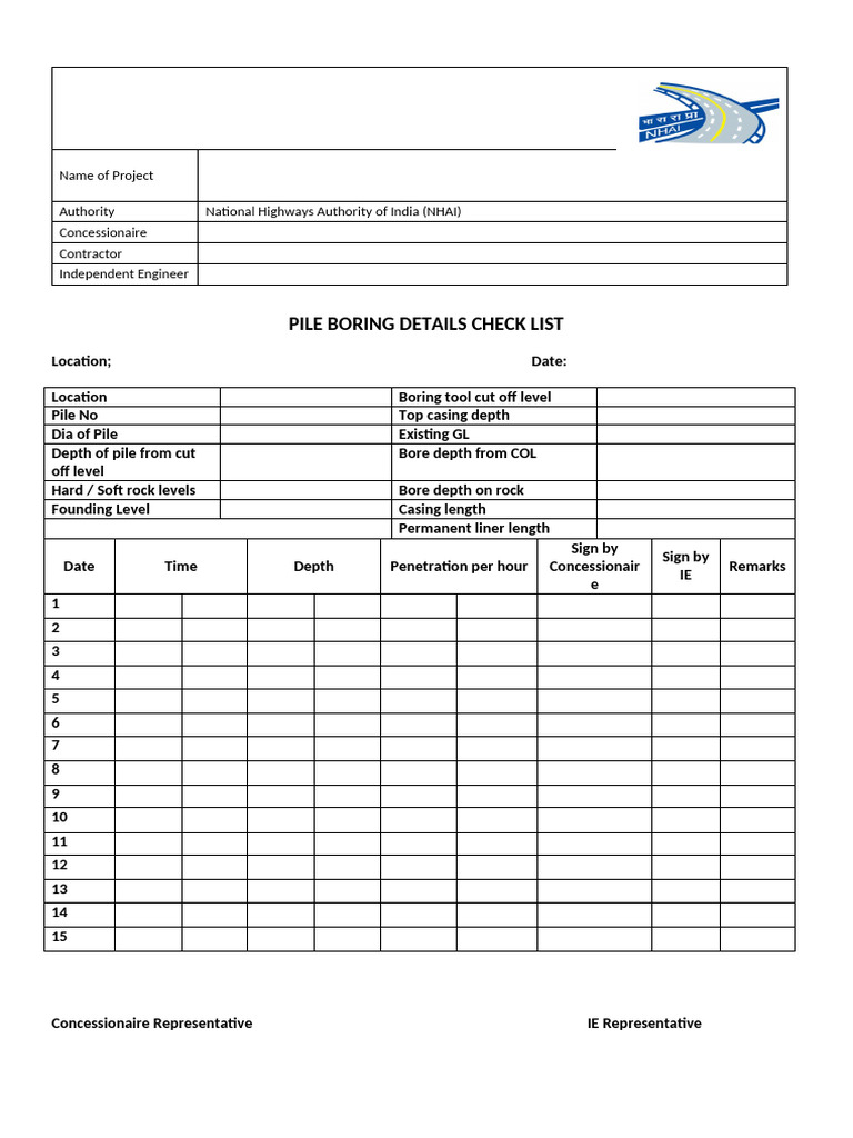 Check List For Piling | PDF