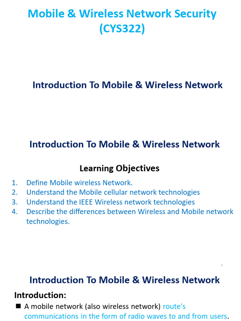 Chapter 1 Introduction to Mobile Wireless Network | PDF | Cellular ...