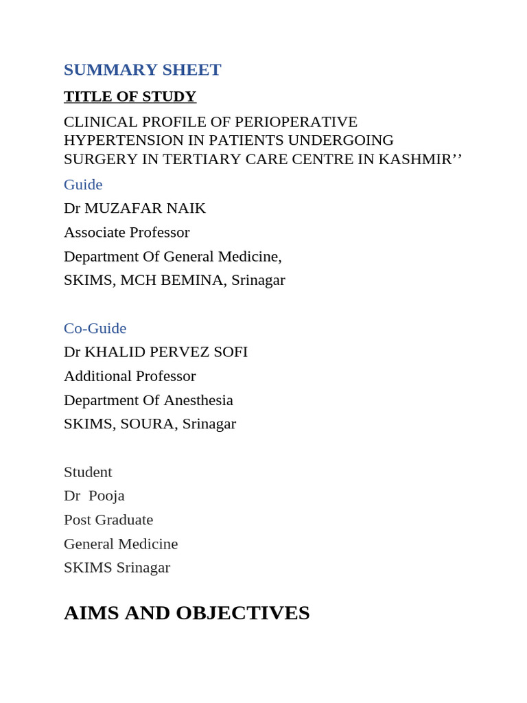 Summary Sheet | PDF