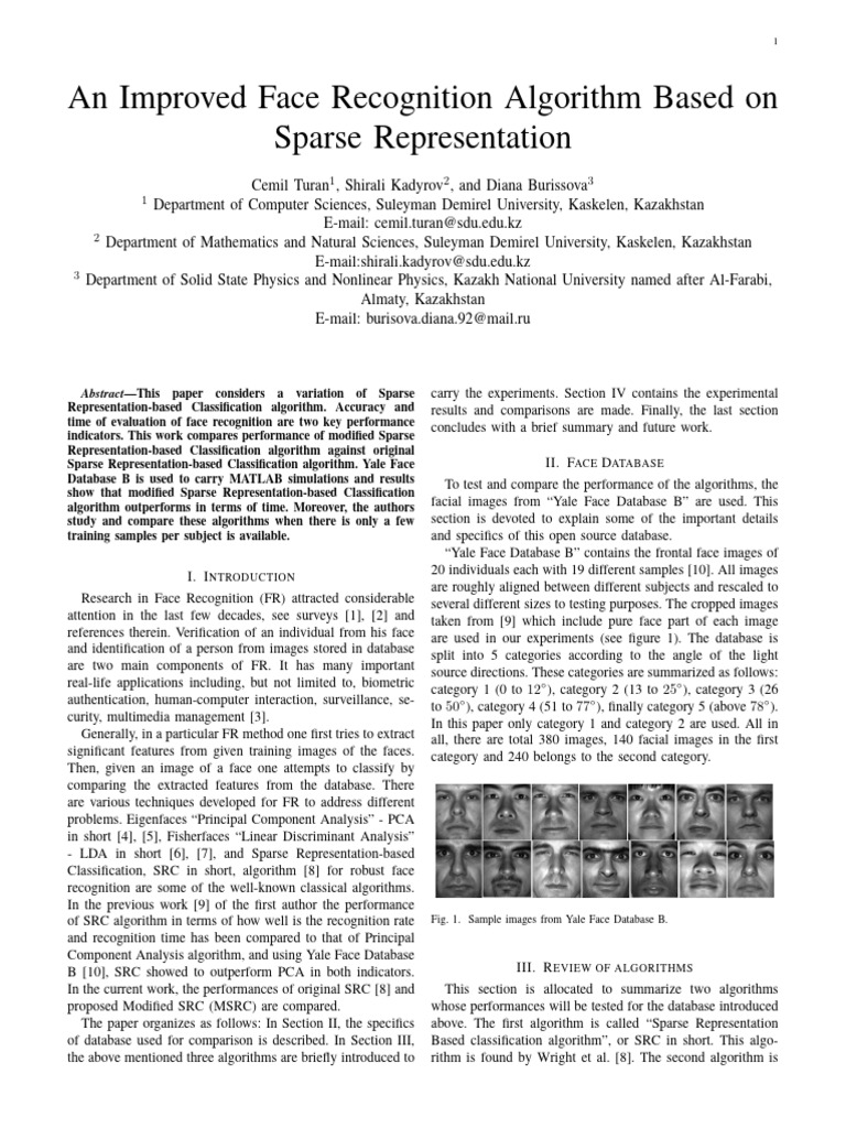An Improved Face Recognition Algorithm Based On SRC | PDF | Matrix ...