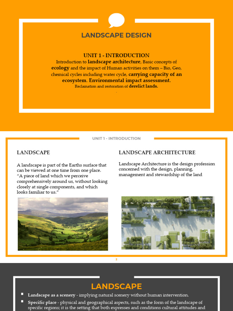 Landscape Design Unit 1 Part 1 | PDF | Sustainability | Ecology