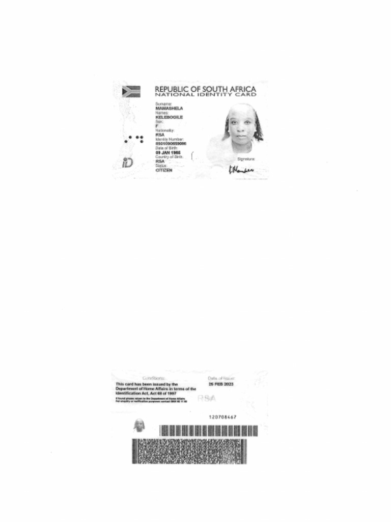 Kelebogile Smart Card ID | PDF