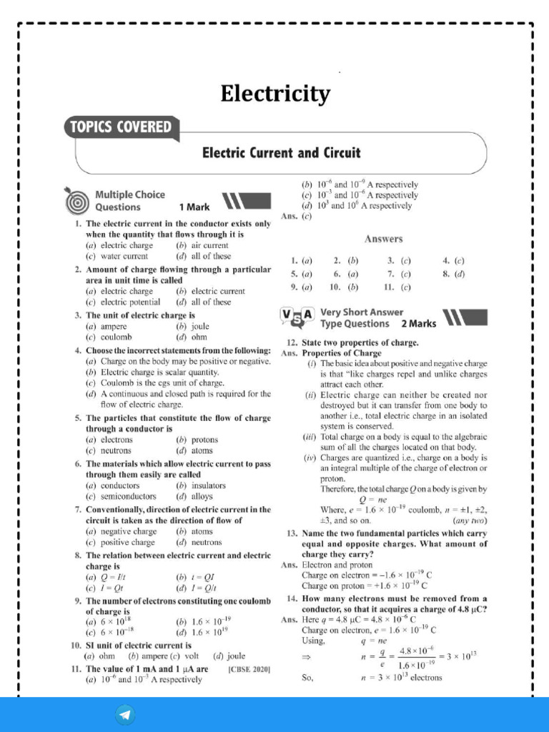 Electricity QB by @tenth - CBSE | PDF