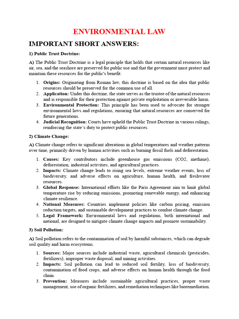 Environmental Law Imp Saq's | PDF | Climate Change Mitigation | Climate ...