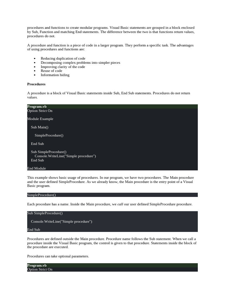 Procedures and Functions To Create Modular Programs | PDF | Parameter ...