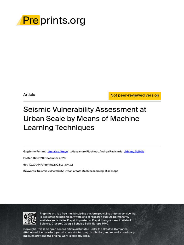 Seismic Vulnerability Assessment at Urban Scale by | PDF | Machine ...