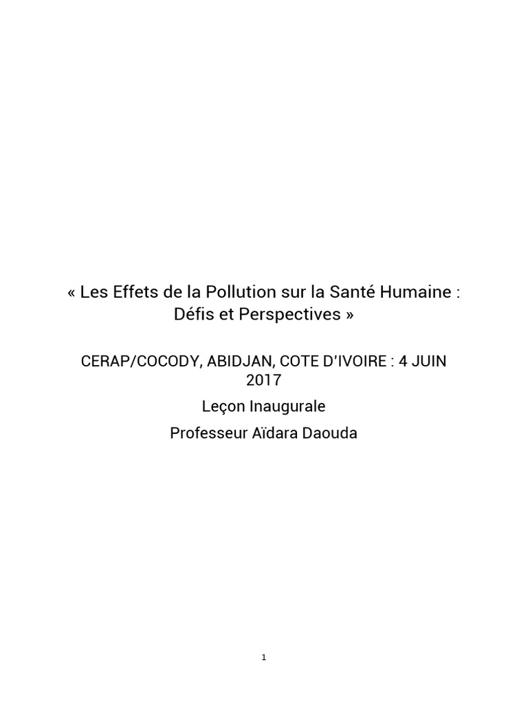 Santé Humaine | PDF | la pollution | Pollution de l'air